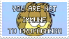 a picture of garfield with the text: you are not immune to propoganda